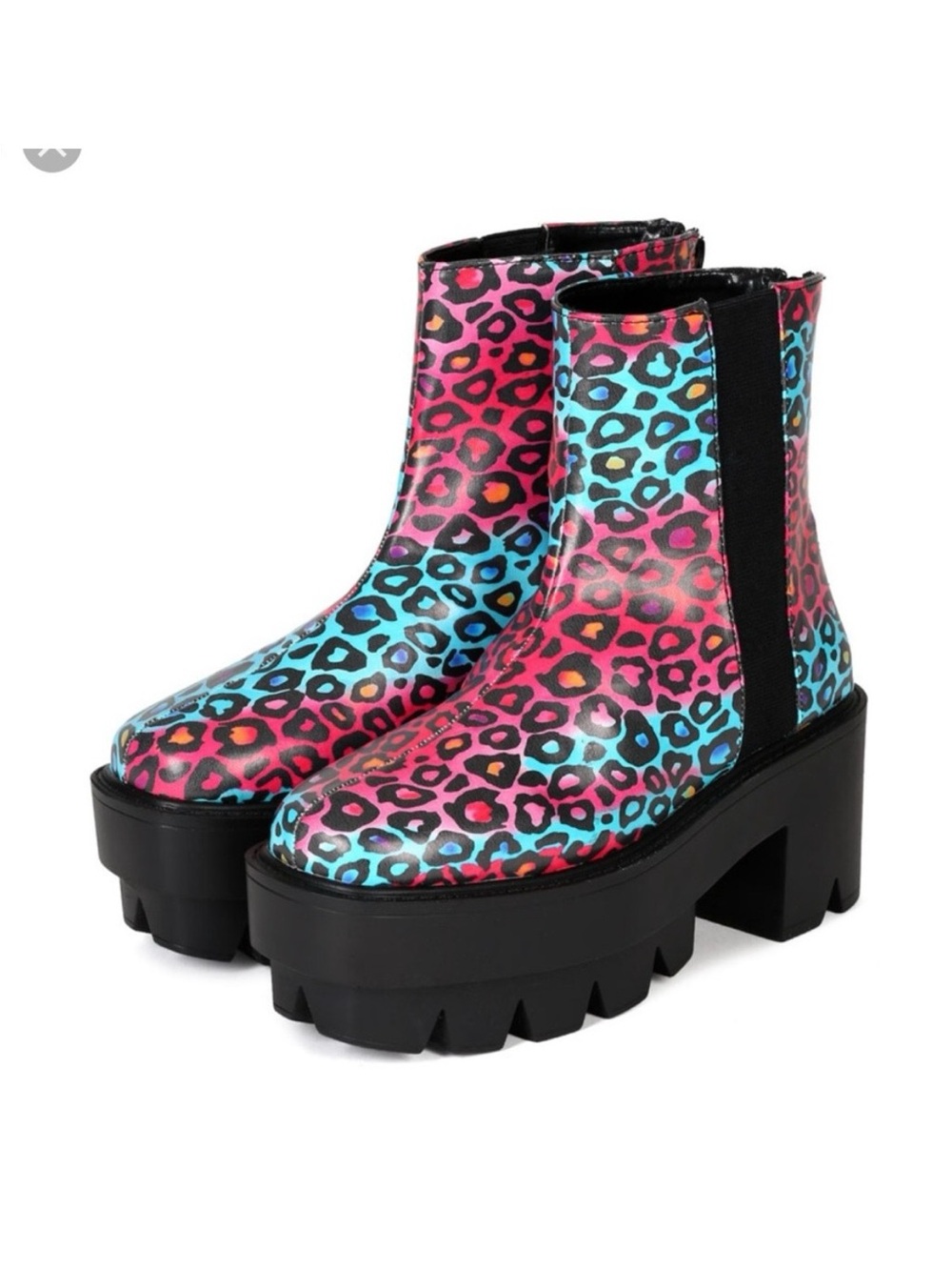 Bumper rain Multicolor Leopard Print Platform Ankle Boots